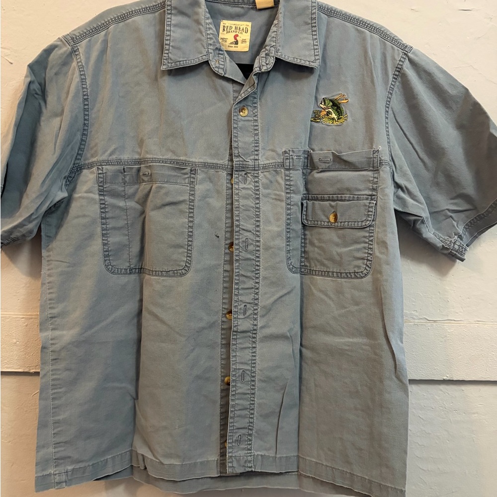 RedHead Men's Casual Light Blue Button Down Shirt